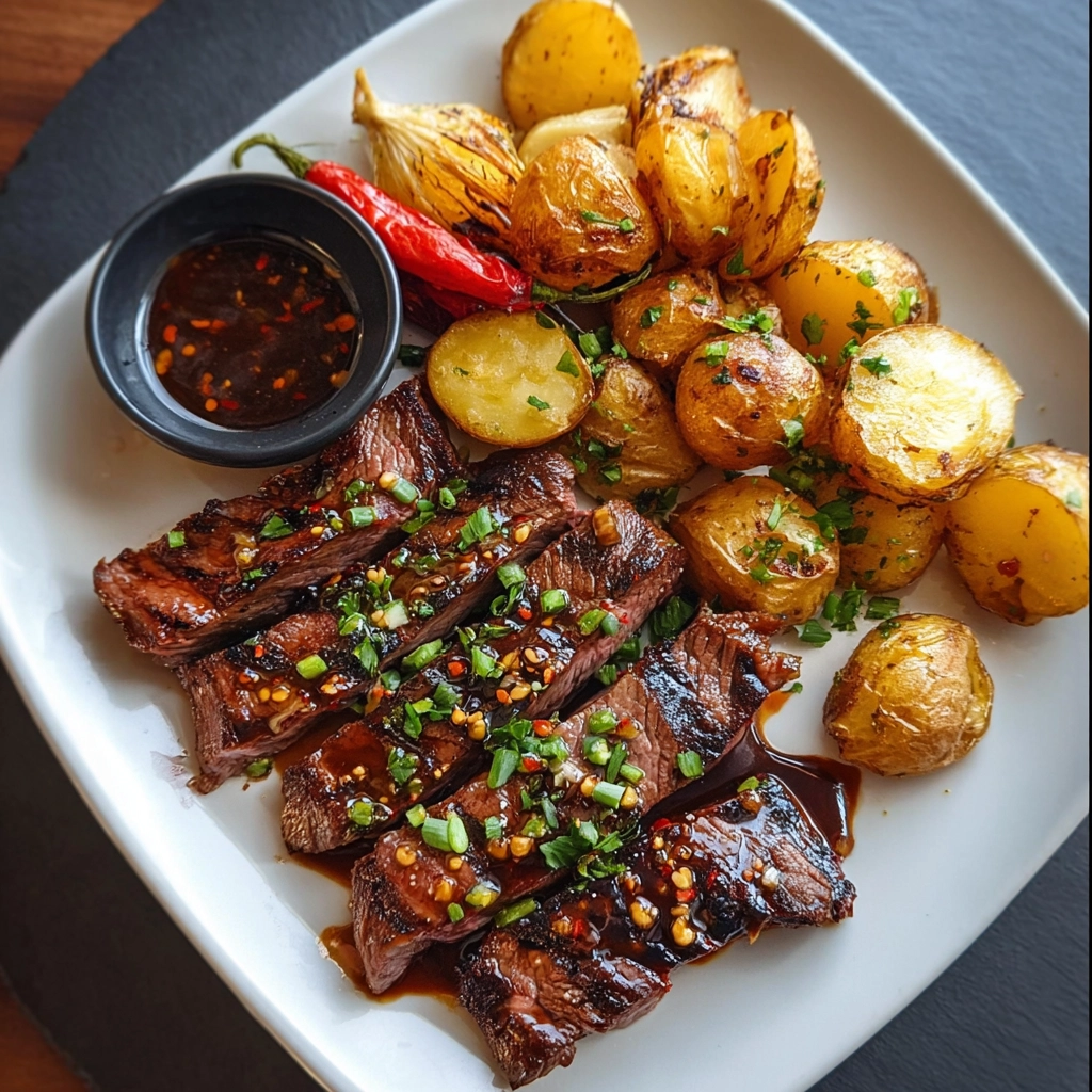 honey glazed beef dinner plate