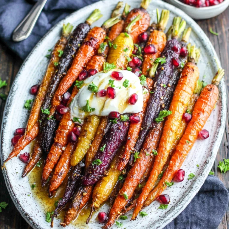 honey roasted rainbow carrots with burrata and pomegranate