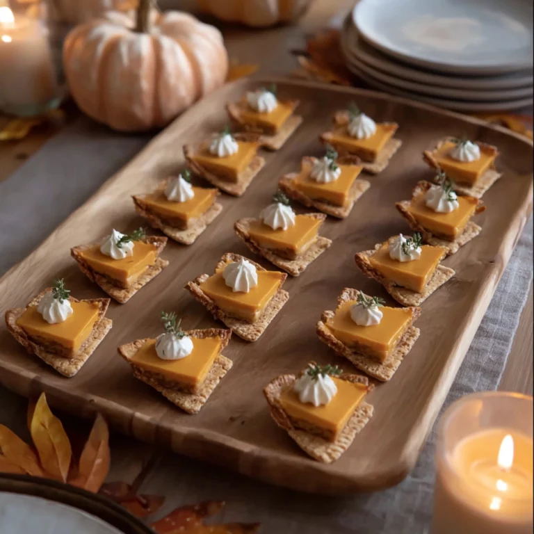 Mini Cheese Cracker Pumpkin Pie on Rustic Thanksgiving Table