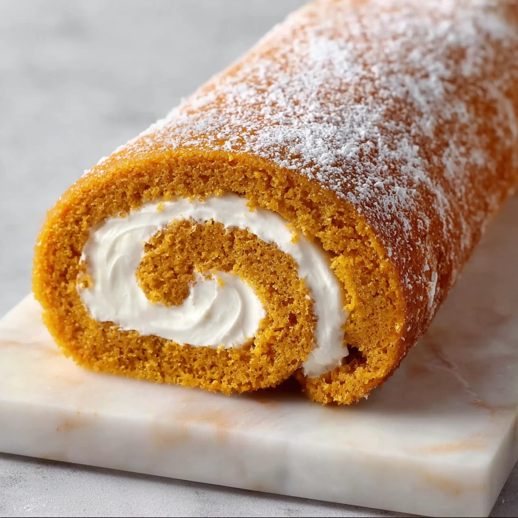 serving pumpkin spice roll cake