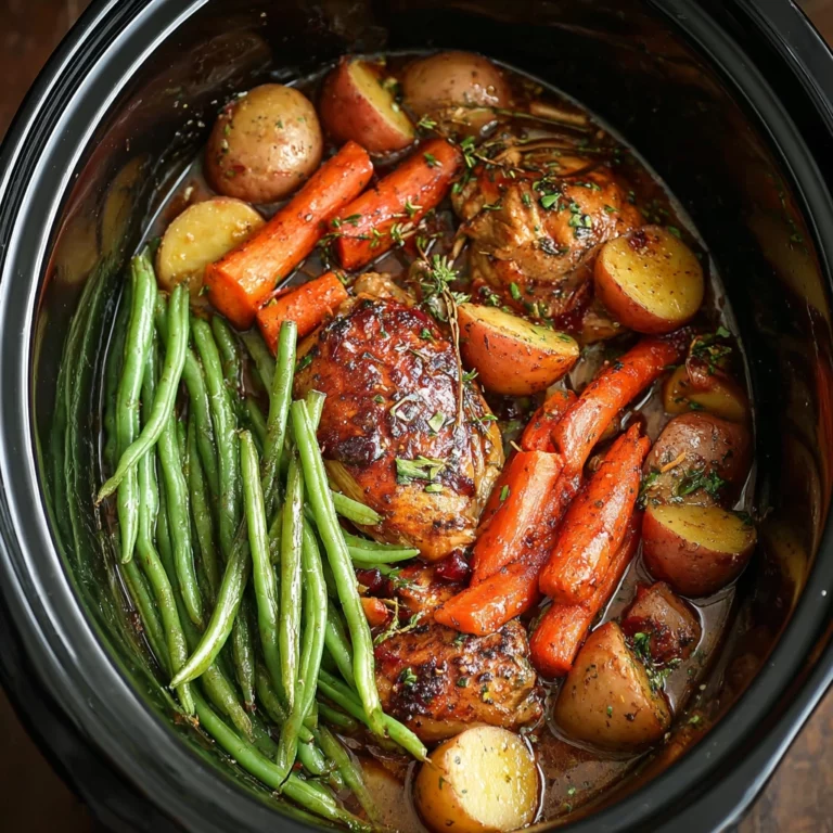 Slow cooker honey garlic chicken and veggies