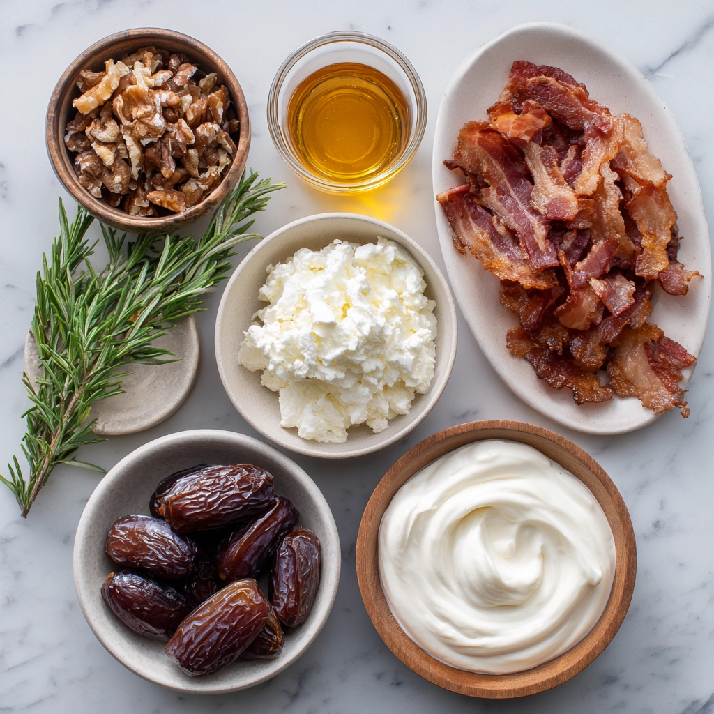 Whipped Goat Cheese with and Dates: The Ultimate Warm Appetizer 5 Ingredients for Whipped Goat Cheese with Bacon and Dates