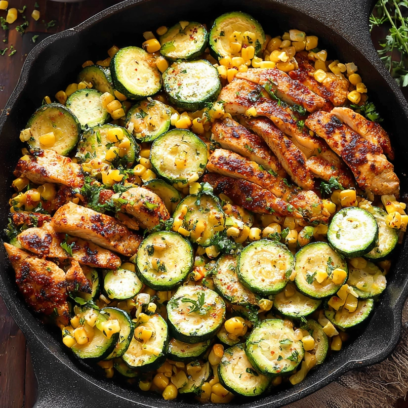 Garlic Butter Chicken with Zucchini and Corn
