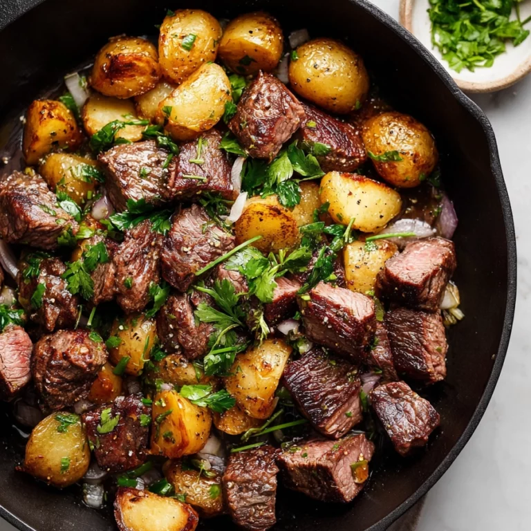 Garlic Butter Steak Bites and Potatoes
