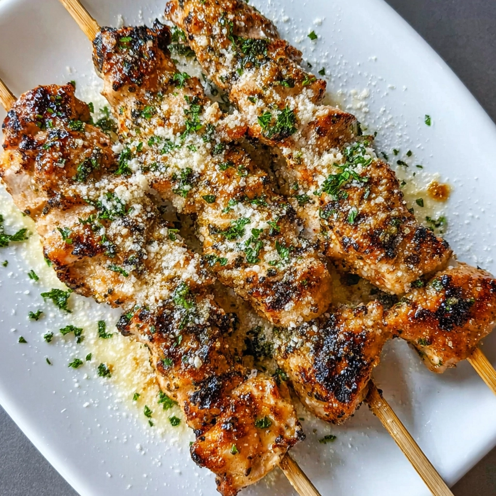 Grilled Ranch Garlic Parmesan Chicken Skewers