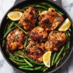Lemon Garlic Butter Chicken Thighs and Green Beans Skillet
