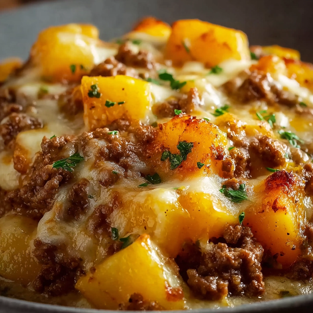 cheesy meat potato skillet