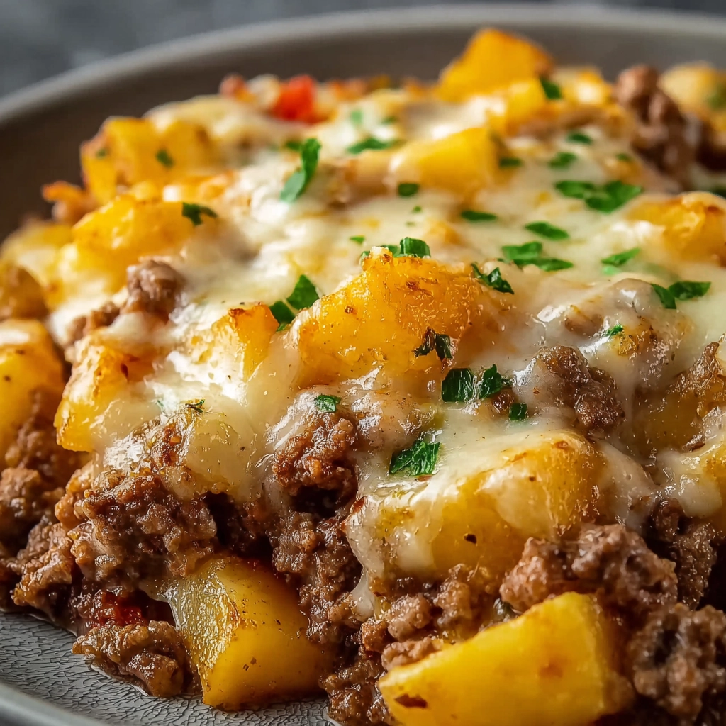 cheesy meat potato skillet2