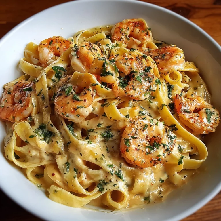 creamy shrimp fettuccine alfredo pasta bowl