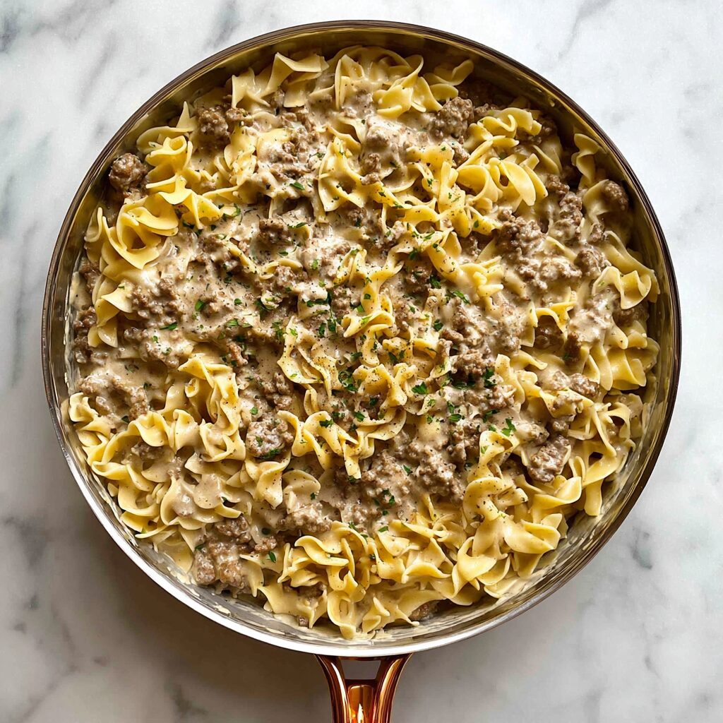 Ground Beef Stroganoff Recipe – A Creamy Family Favorite in 30 Minutes 5 Ground beef stroganoff served with side dishes