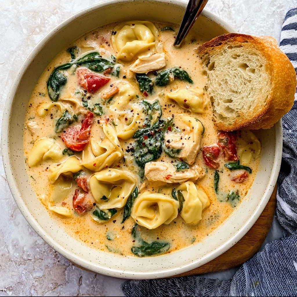 Serving Marry Me Chicken Soup with bread