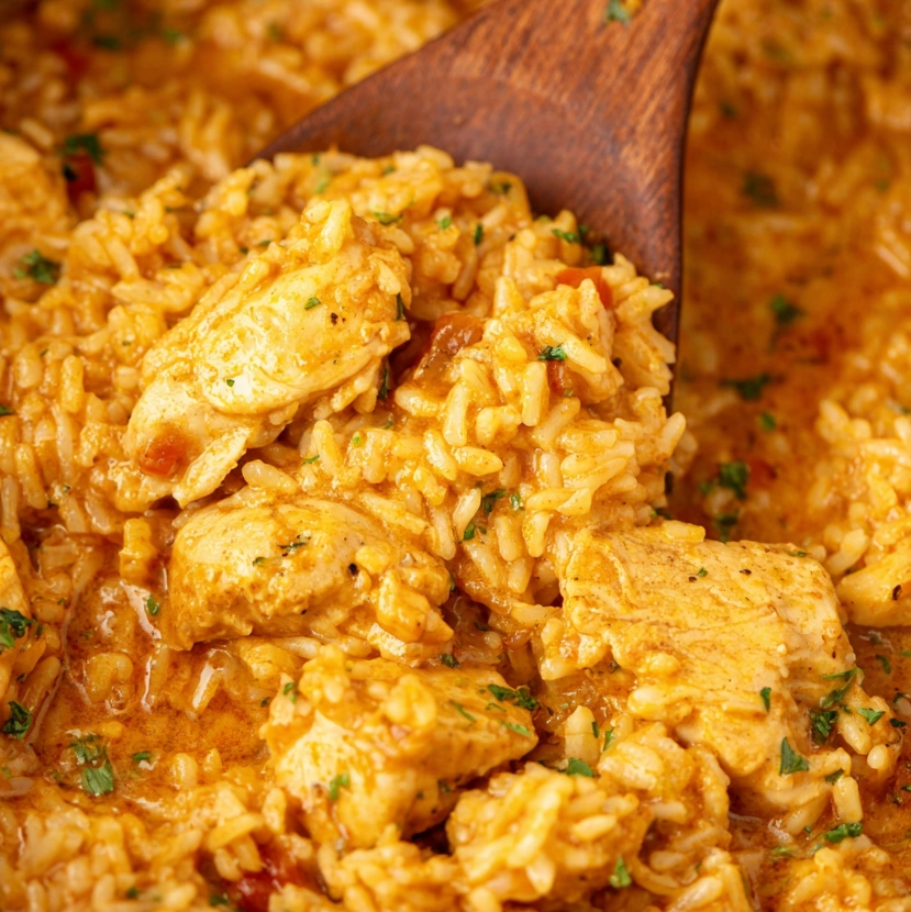 one pot queso chicken and rice