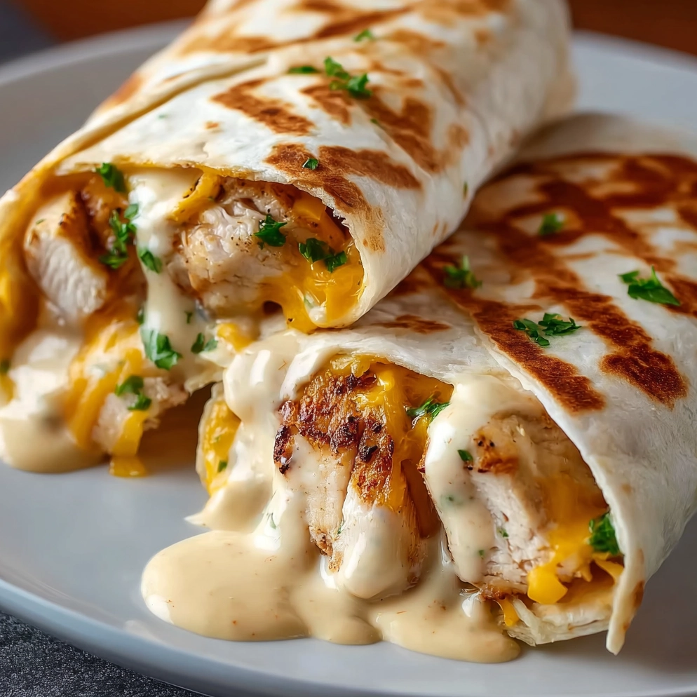 Cheesy Garlic Chicken Wraps