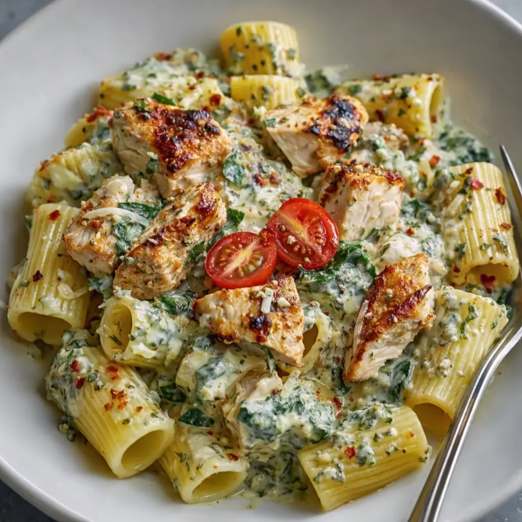 Creamy Pesto Chicken Pasta Bake