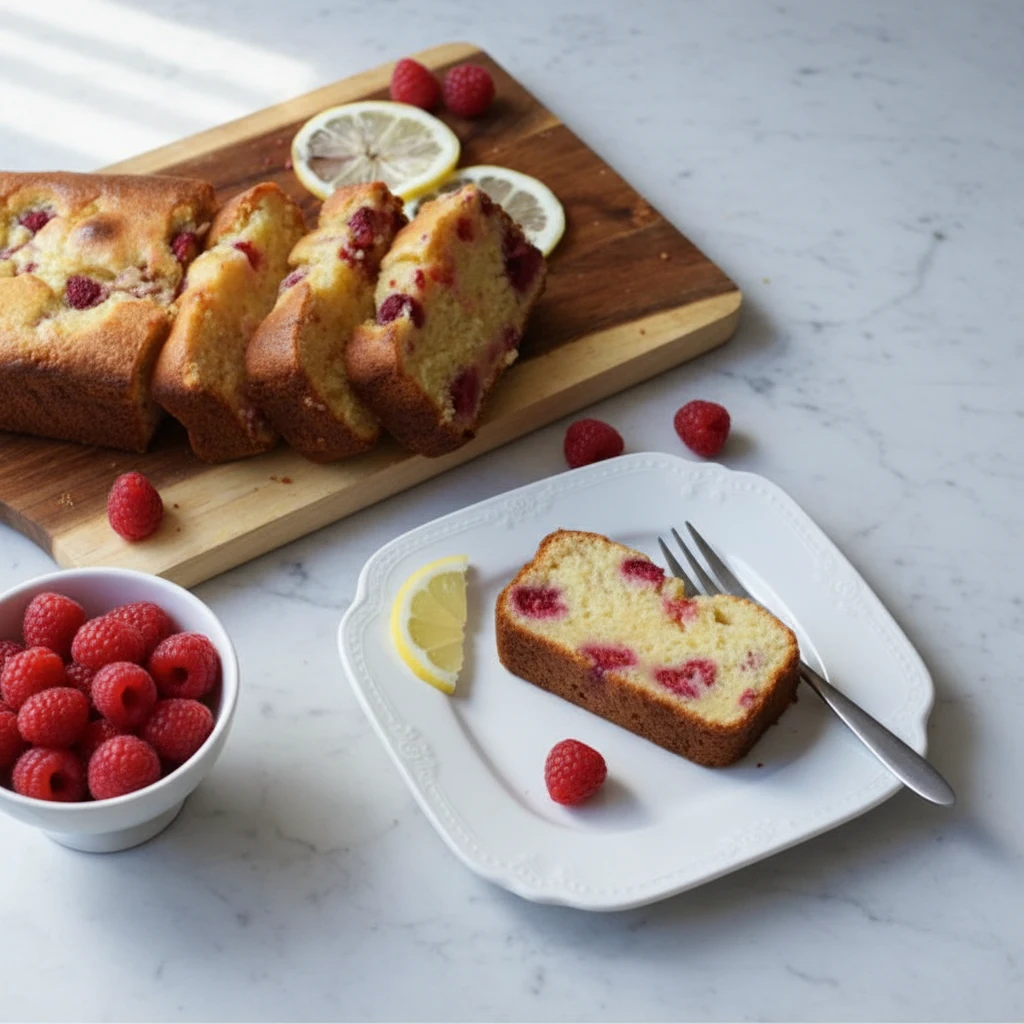 Lemon Loaf Cake with Fresh Raspberries – Moist & Bright Citrus Dessert 4 Lemon Loaf Cake