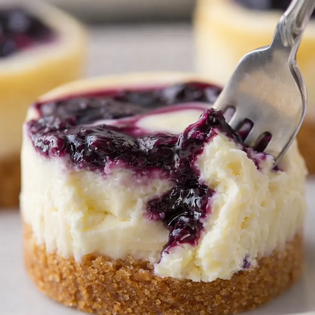 Mini Lemon Cheesecakes with Blueberry Topping 4 Mini Lemon Cheesecakes