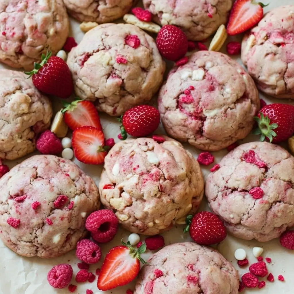 Strawberry Shortcake Cookies – Soft, Giant Bakery-Style Treats 3 Strawberry Shortcake Cookies
