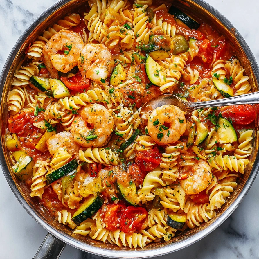 Tomato Zucchini Shrimp Pasta