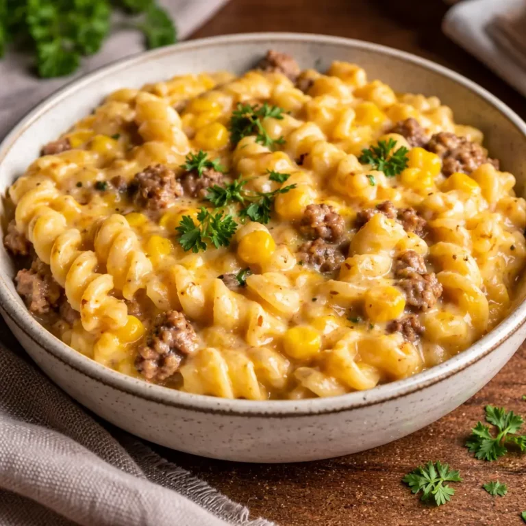 Cheddar Ranch Beef Rotini Bake