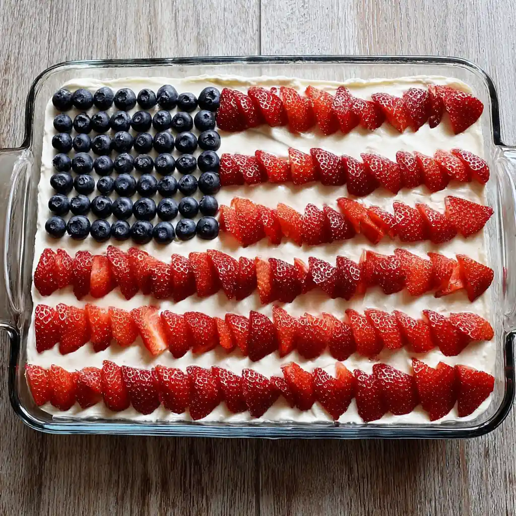 American Flag Strawberry Poke Cake