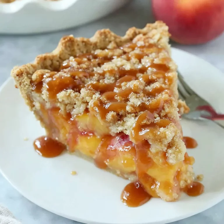 Caramel Crumble Peach Pie