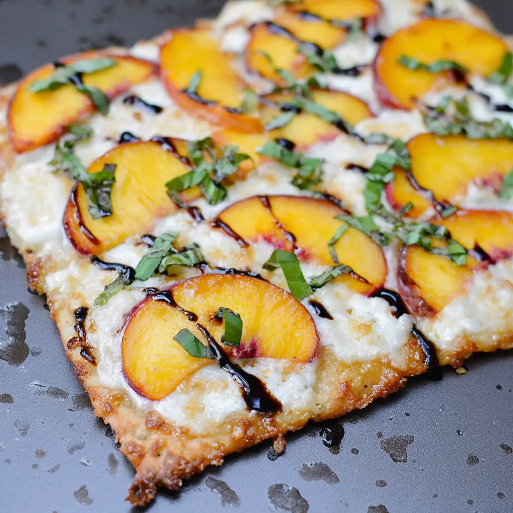 Peach & Basil Naan Bread Pizza
