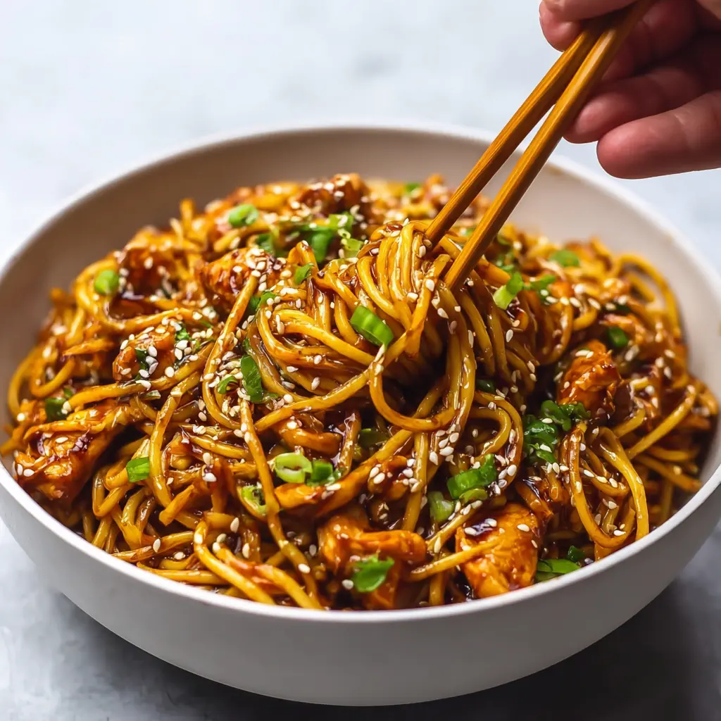 Sticky Garlic Chicken Noodles