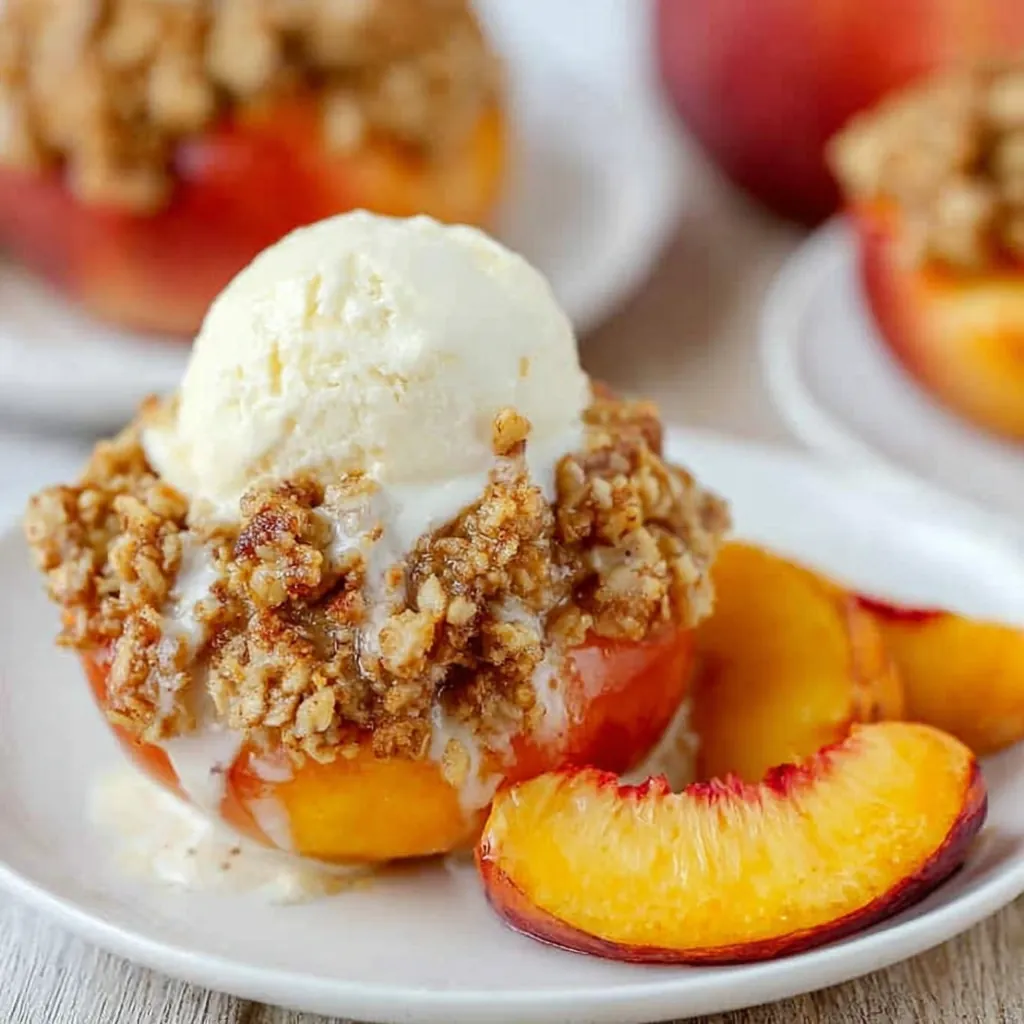 Baked Peaches with Streusel