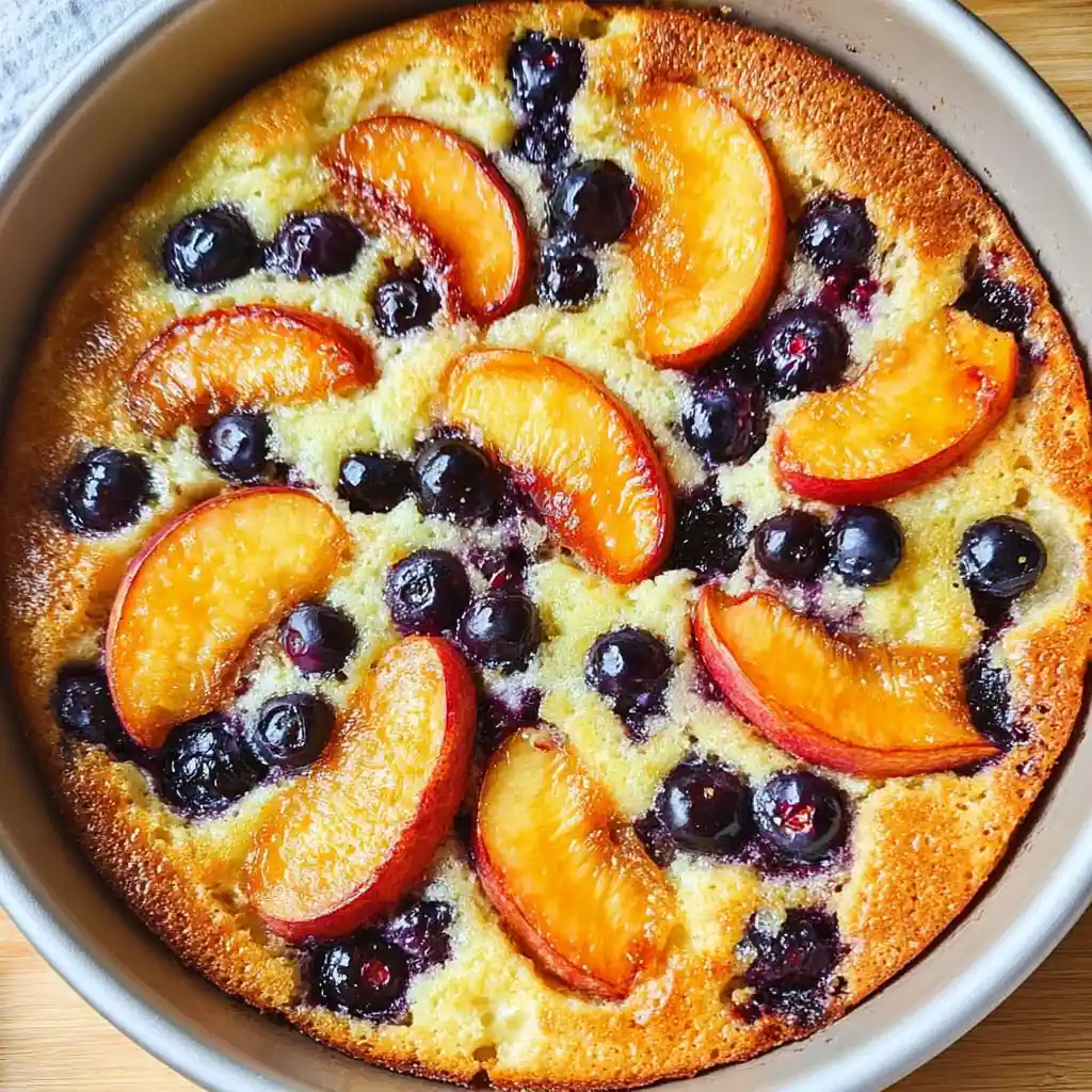 Peach Blueberry Greek Yogurt Cake