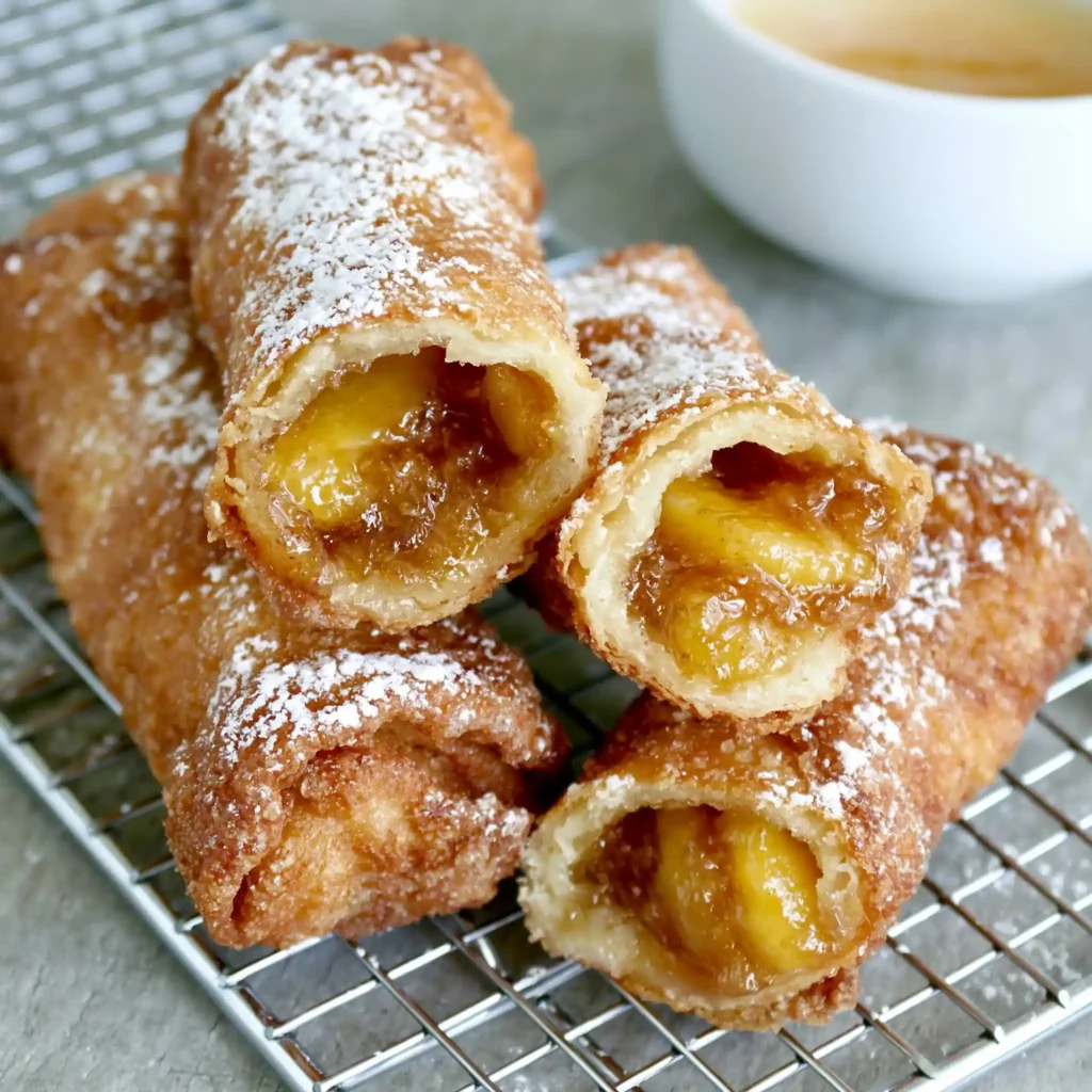 Peach Cobbler Egg Rolls: Crispy, Sweet, and Easy Homemade Dessert 4 Peach Cobbler Egg Rolls