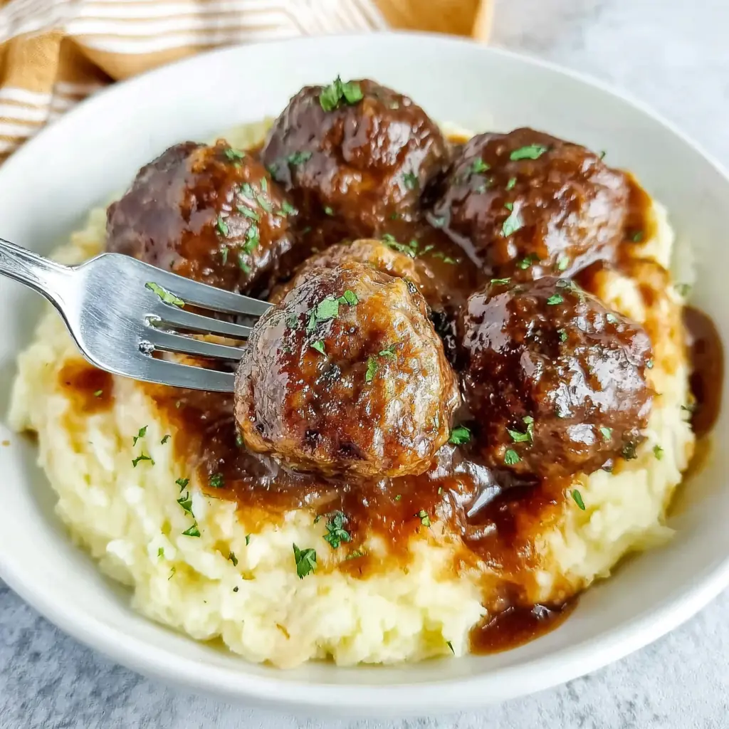 Slow Cooker Salisbury Steak Meatballs