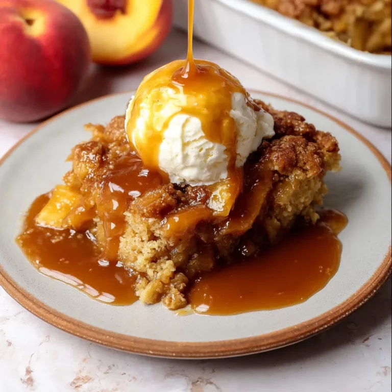Sticky Peach Cobbler Pudding