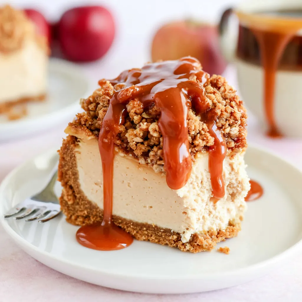 Apple Crisp Cheesecake with Cinnamon Apples and Oat Crumble 4 Apple Crisp Cheesecake