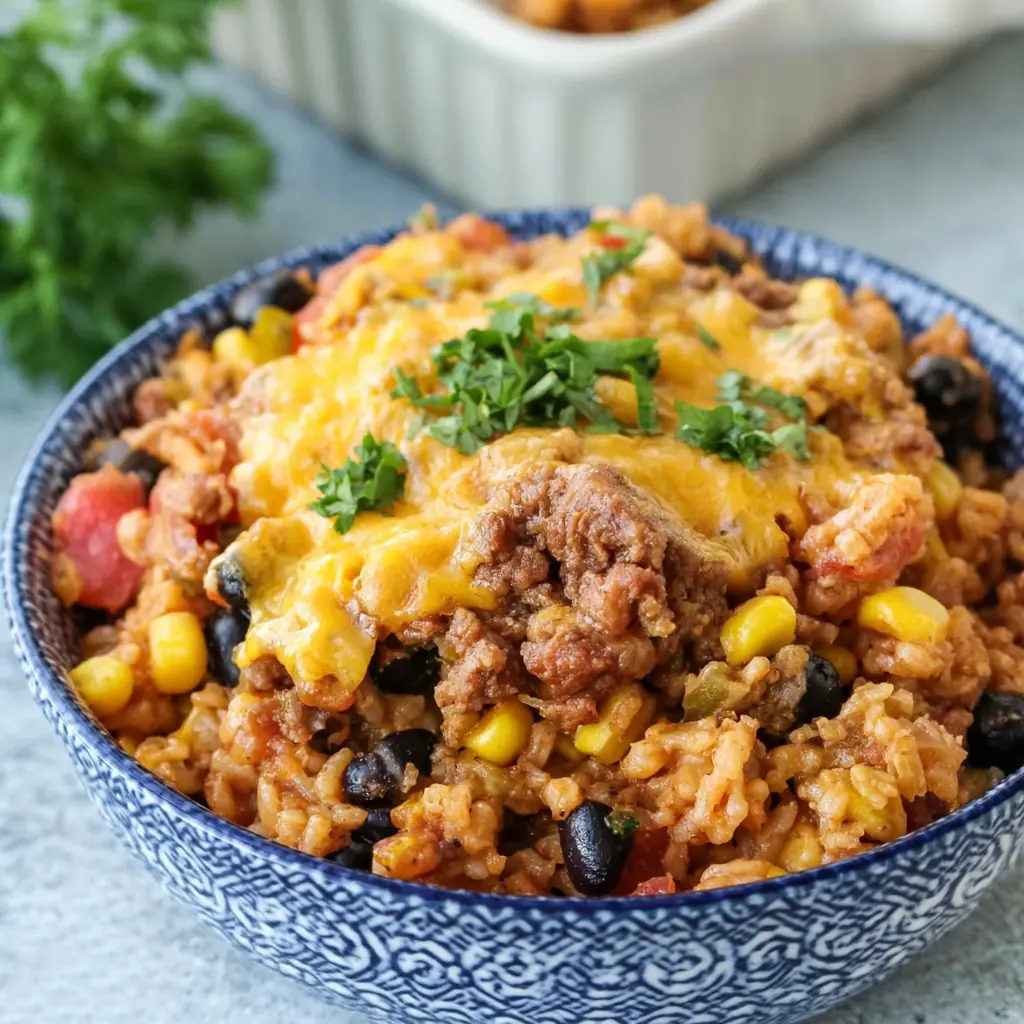 Beef Enchilada Casserole With Rice and Cheese 4 Beef Enchilada Casserole