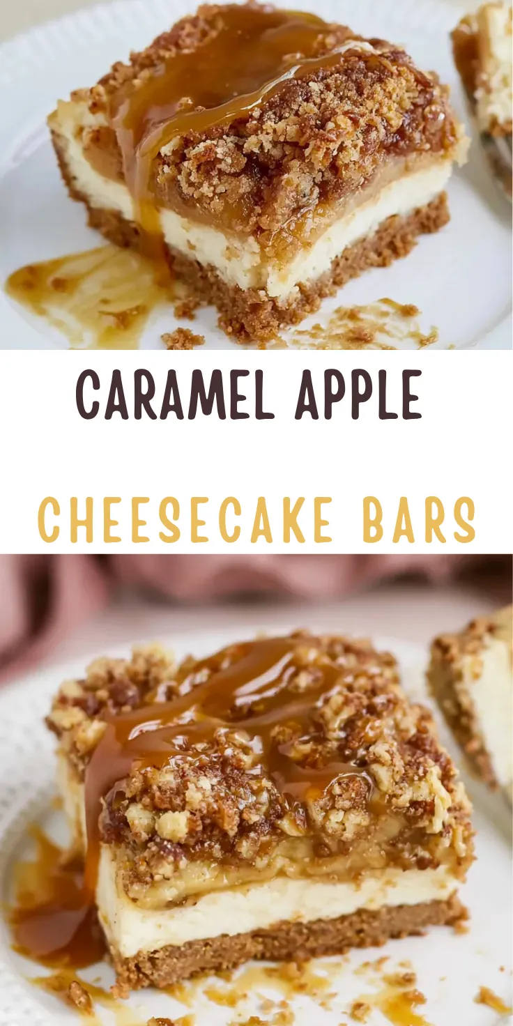 Caramel Apple Cheesecake Bars with Homemade Caramel Sauce 6 Caramel Apple Cheesecake Bars