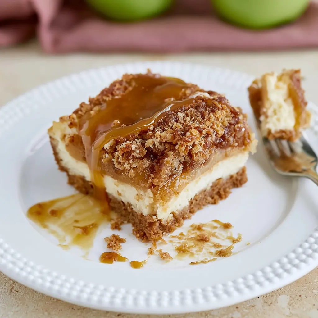 Caramel Apple Cheesecake Bars with Homemade Caramel Sauce 4 Caramel Apple Cheesecake Bars