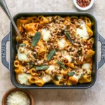 Cheesy Pumpkin Pasta Bake With Walnut-Sage Topping 7 Cheesy Pumpkin Pasta Bake