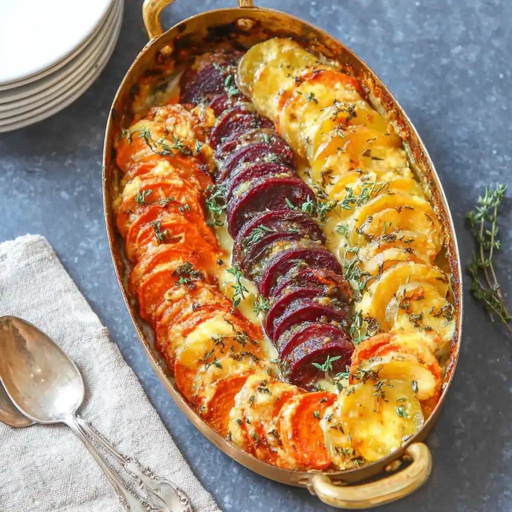Cheesy Root Vegetable Gratin