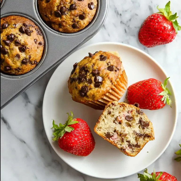 Chocolate Chip Zucchini Strawberry Muffins