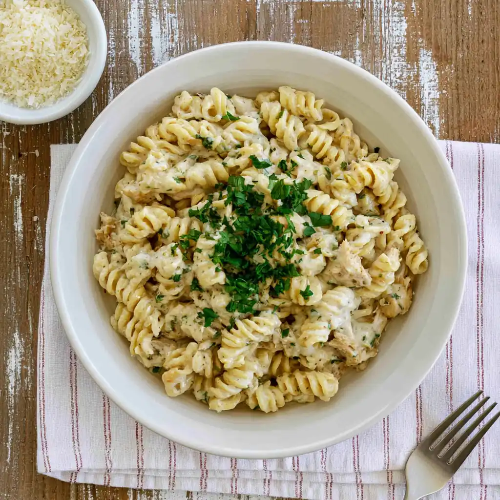 Crockpot Garlic Parmesan Chicken Pasta for an Easy Creamy Dinner 4 Crockpot Garlic Parmesan Chicken Pasta