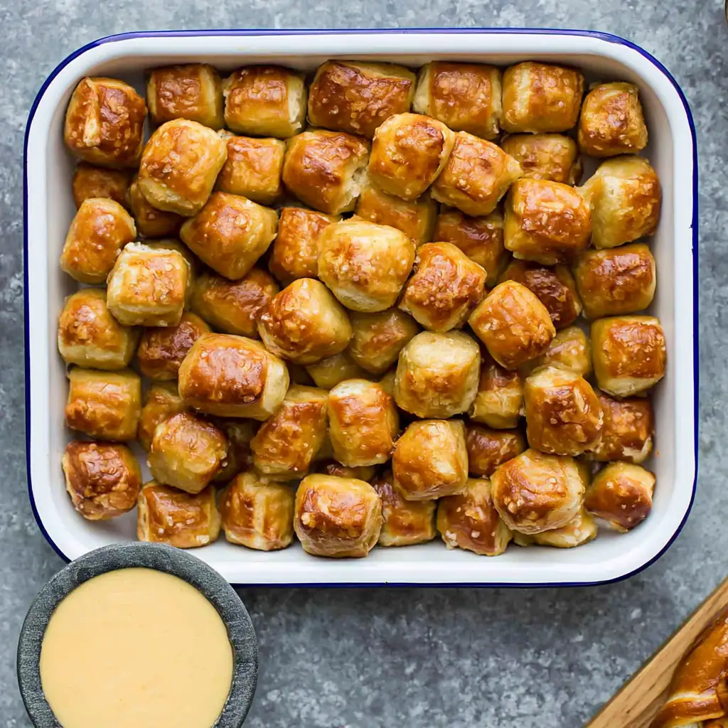 Homemade Soft Pretzel Bites With Creamy Cheddar Sauce 4 Homemade Soft Pretzel Bites