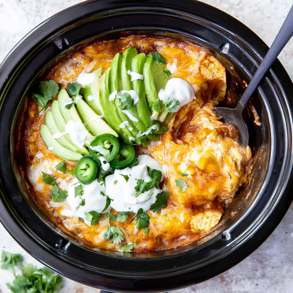 Slow Cooker Chicken Enchiladas: An Easy Cheesy Dinner 4 Slow Cooker Chicken Enchiladas