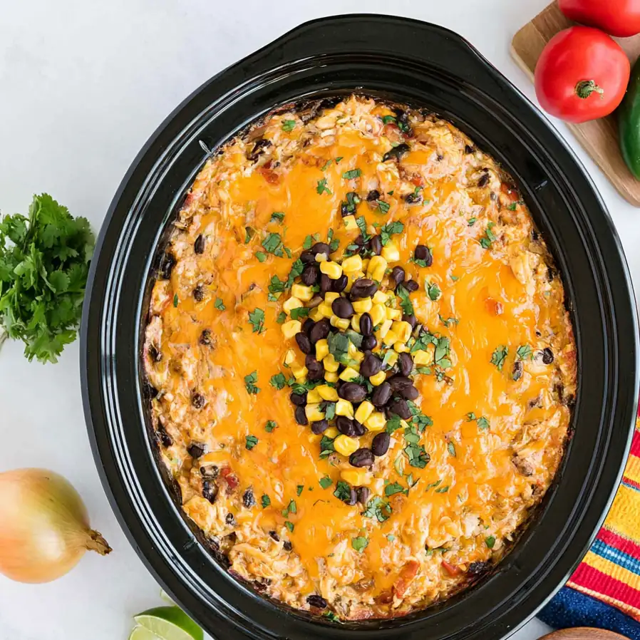 Southwest Crock Pot Chicken and Rice: Easy Cheesy Dinner 4 Southwest Crock Pot Chicken