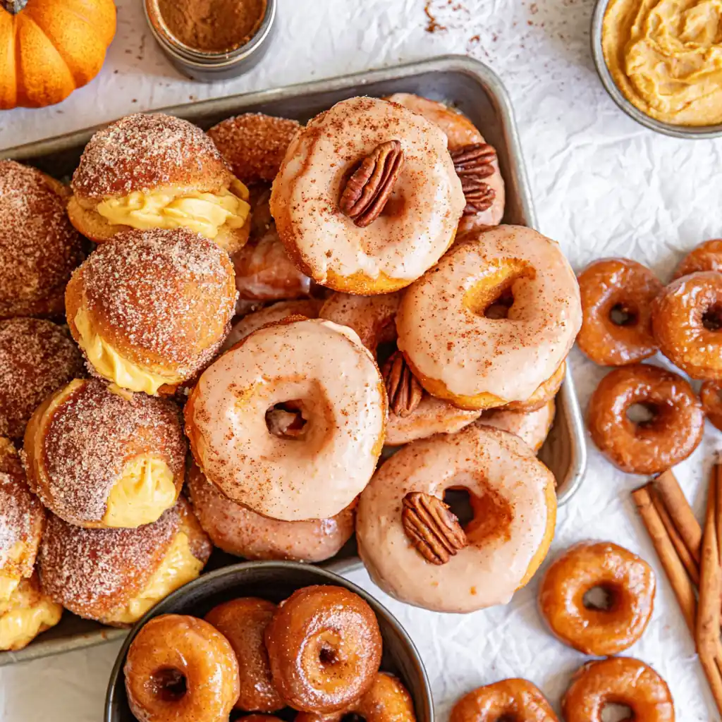 Thanksgiving Doughnuts with Pumpkin Cheesecake Filling 4 Thanksgiving Doughnuts