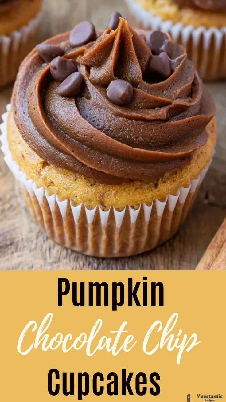 Pumpkin Chocolate Chip Cupcakes with Fluffy Chocolate Frosting 6 Pumpkin Chocolate Chip Cupcakes